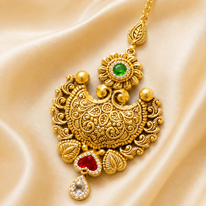 22Kt Gold Maang Tikka | Elegant Heritage Design | Savya Jewels