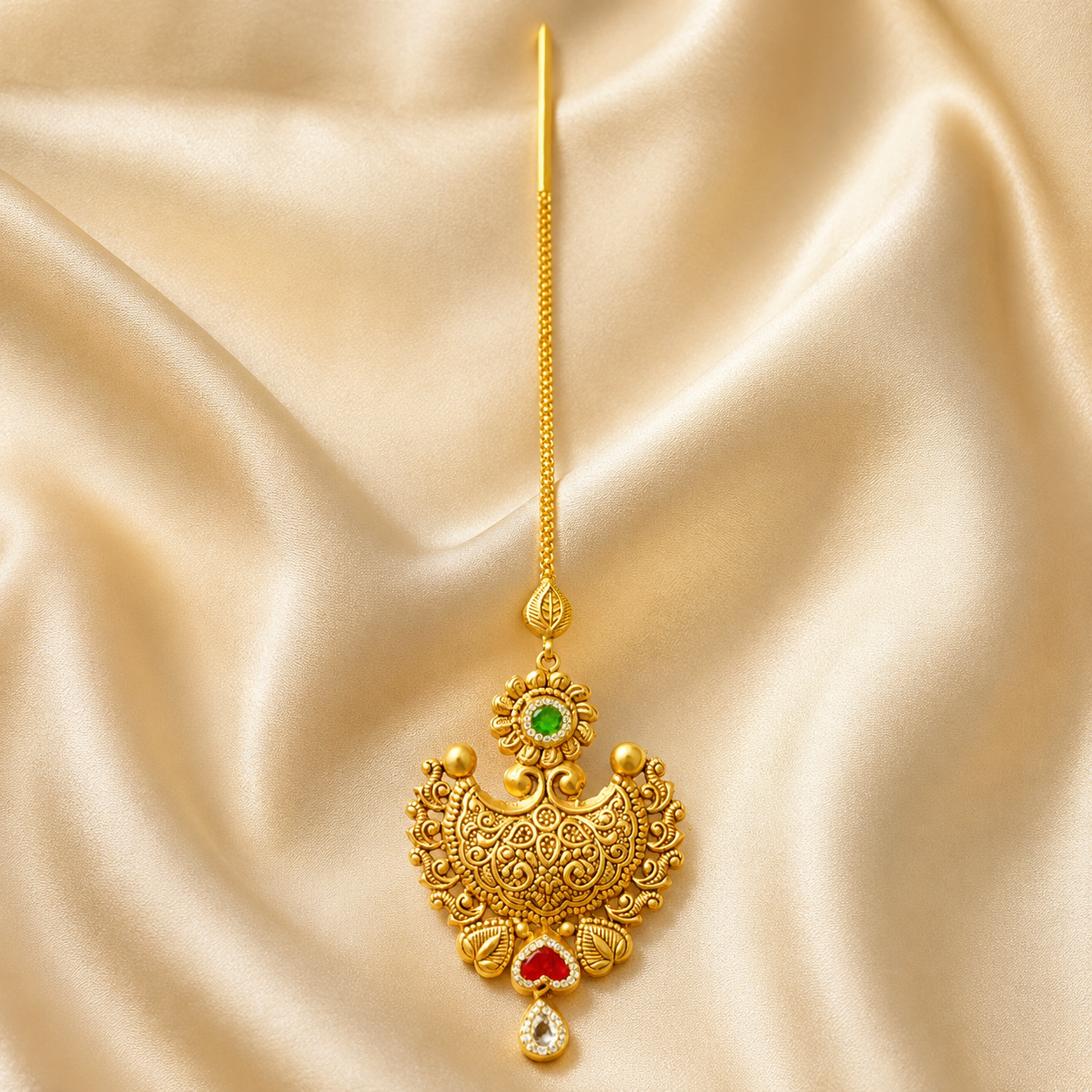 22Kt Gold Maang Tikka | Elegant Heritage Design | Savya Jewels