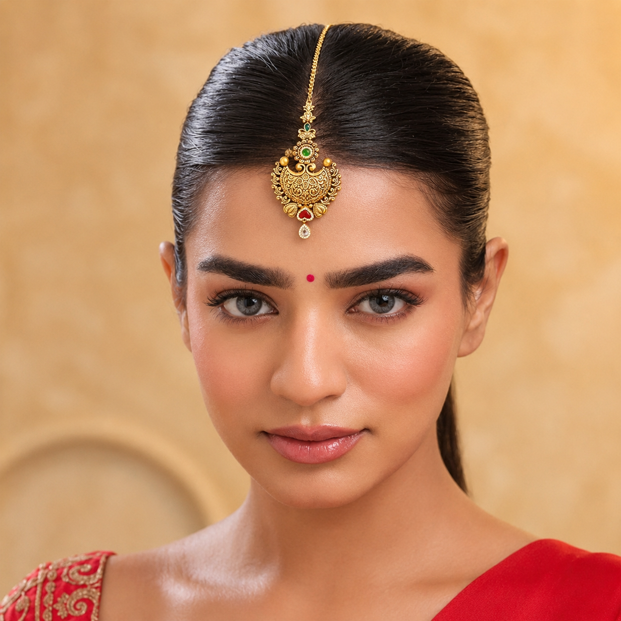 22Kt Gold Maang Tikka | Elegant Heritage Design | Savya Jewels