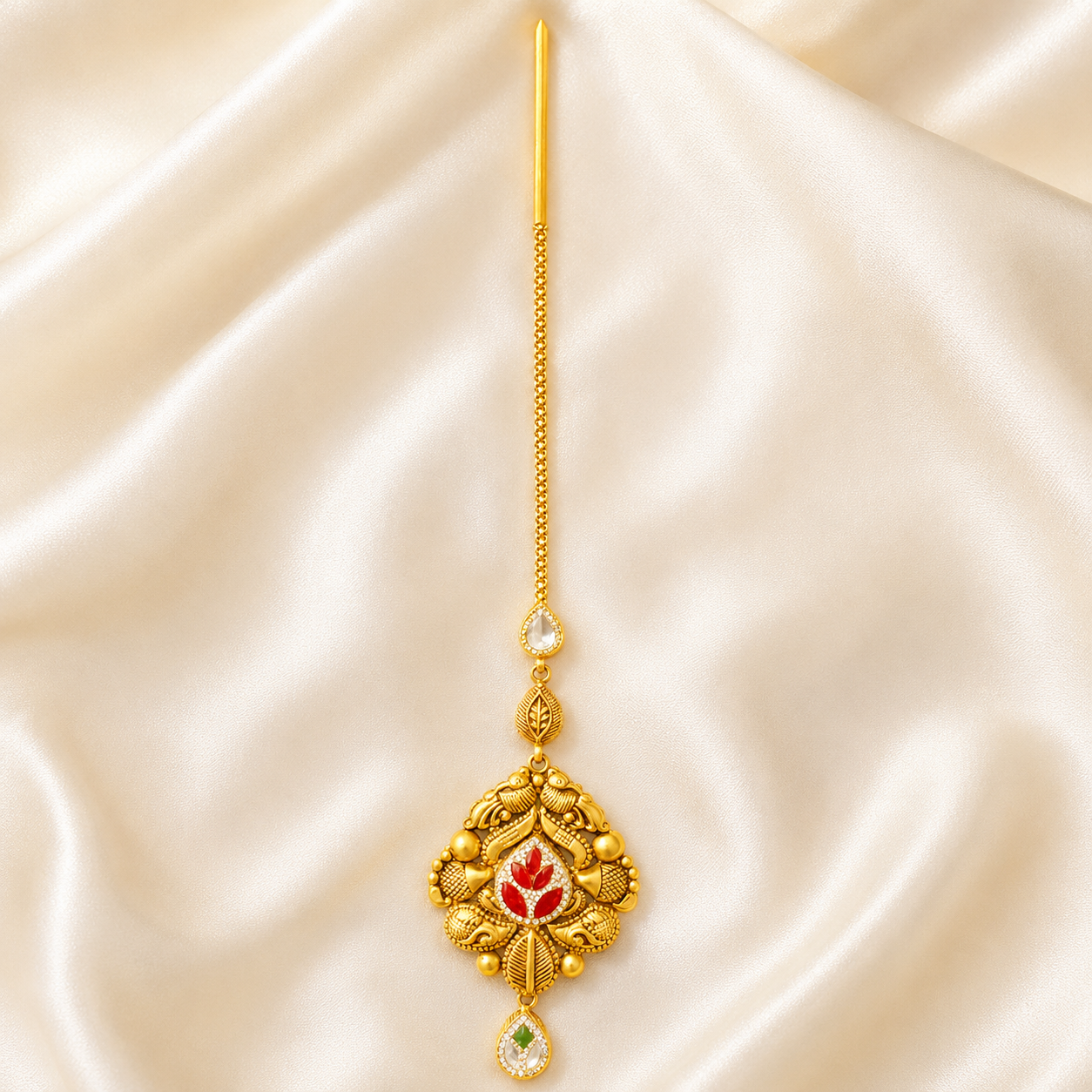 22Kt Gold Maang Tikka | Antique Kundan Bridal | Savya Jewels