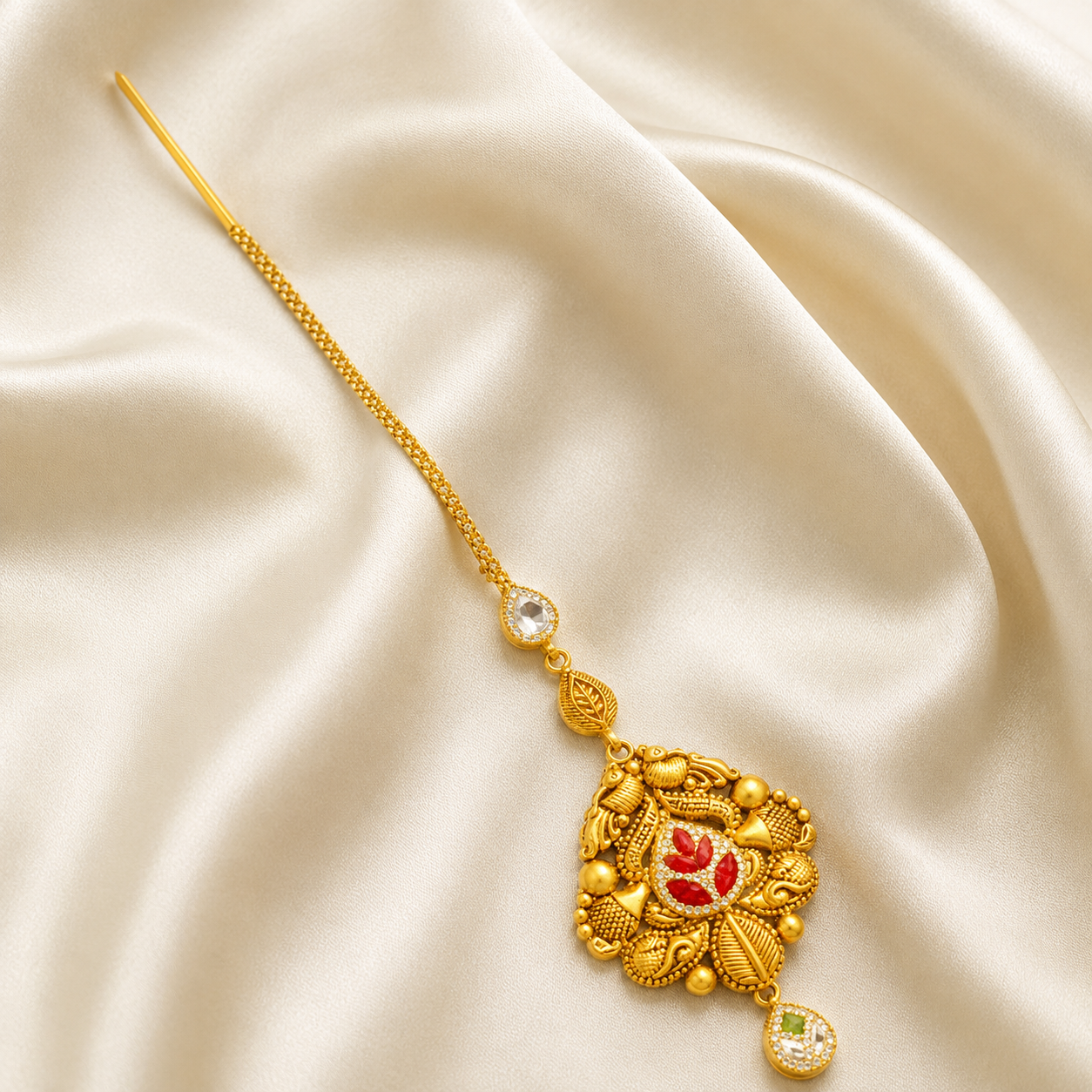 22Kt Gold Maang Tikka | Antique Kundan Bridal | Savya Jewels