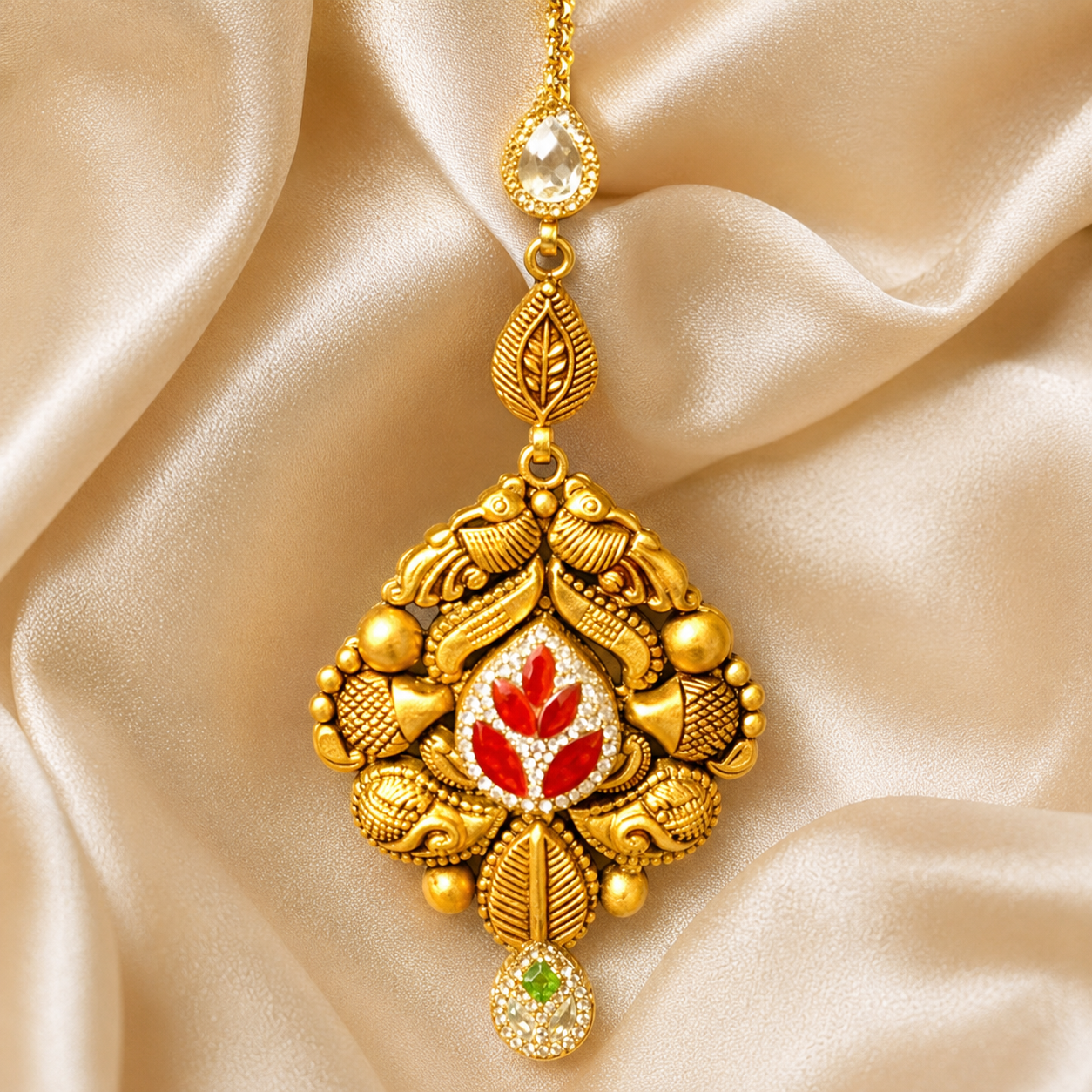 22Kt Gold Maang Tikka | Antique Kundan Bridal | Savya Jewels