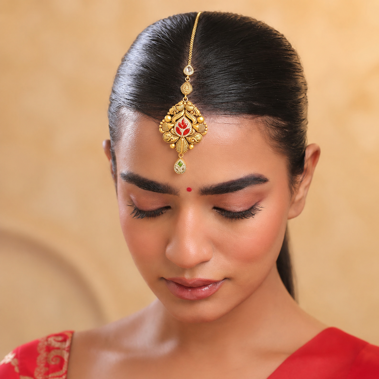 22Kt Gold Maang Tikka | Antique Kundan Bridal | Savya Jewels