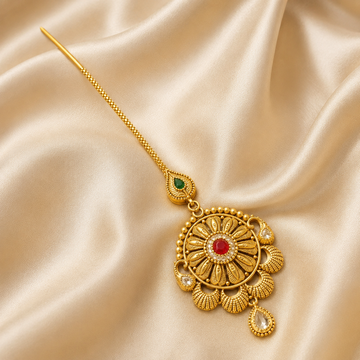 22Kt Gold Maang Tikka | Traditional Bridal Charm | Savya Jewels