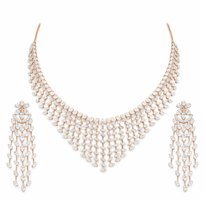 Best Glamorous Diamond Layered Fringe Necklace Set in Meerut | Savya Jewels