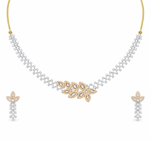Designer Diamond Floral Necklace Set | Savya Jewels | 14-kt-gold