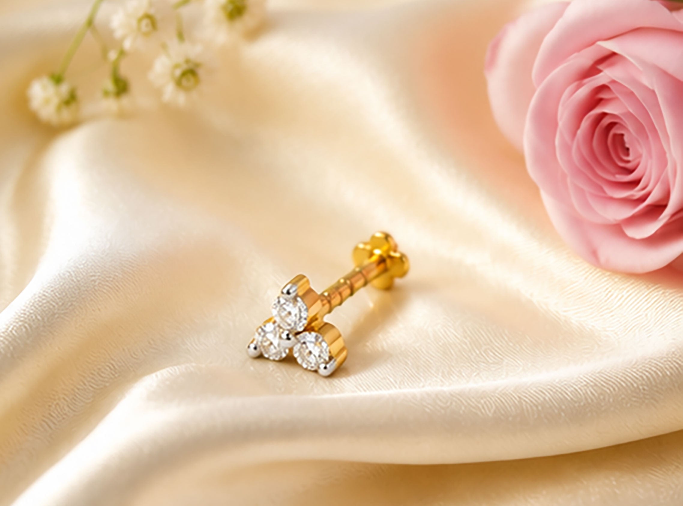 Diamond Nose Pin | Gold & Diamond Nose Pin | Savya Jewels