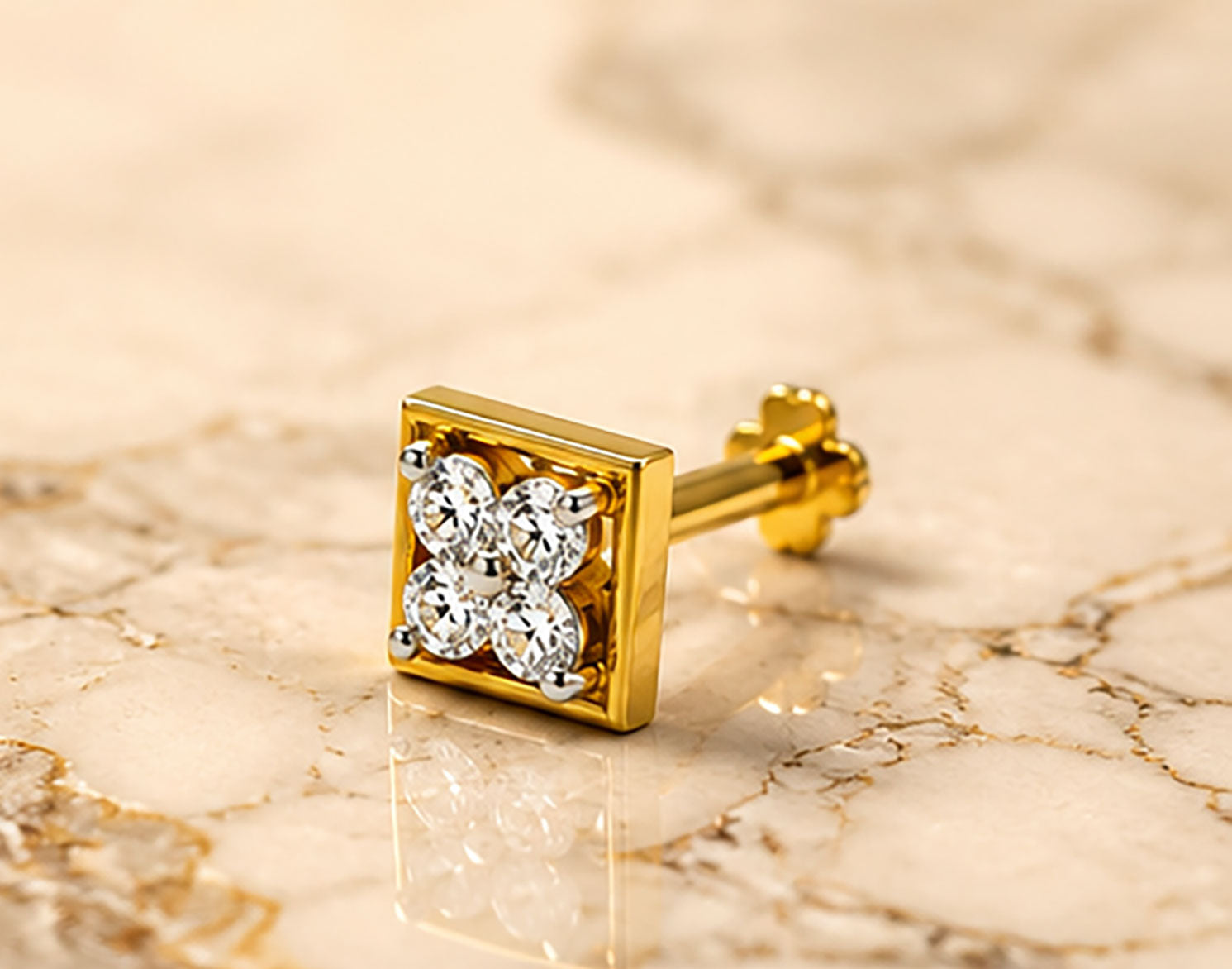Diamond Nose Pin | Gold & Diamond Nose Pin | Savya Jewels