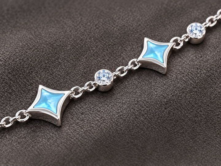 Rhombus Silver Link Bracelet for Women | Savya Jewels