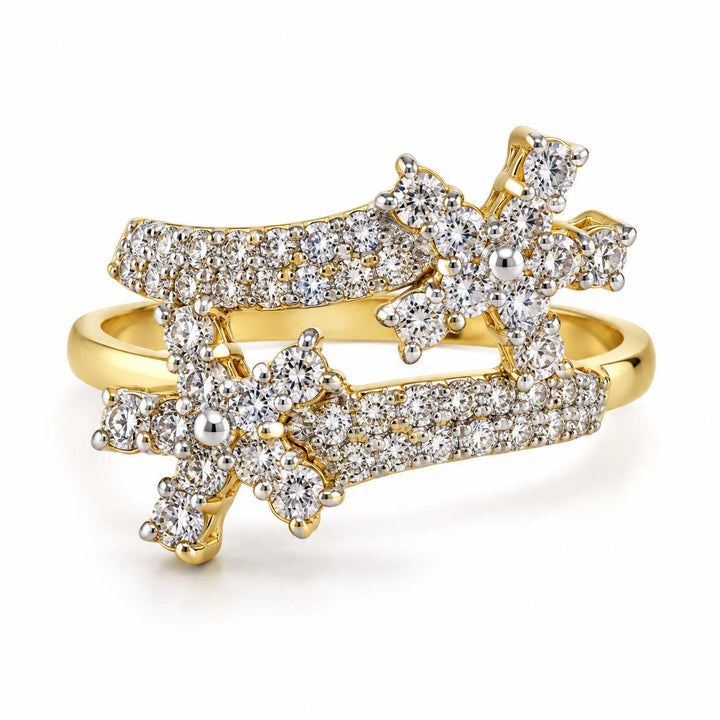 18K Gold Twin Star Diamond Ring