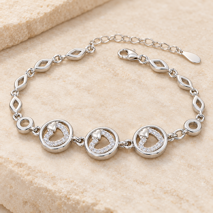 Heart Silver Link Bracelet for Women | Savya Jewels