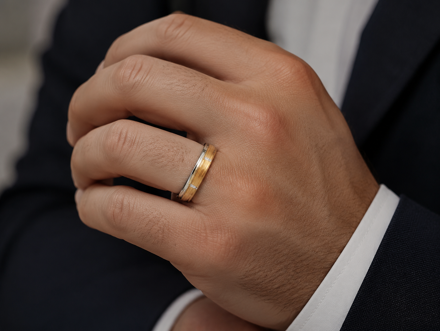 Pt950 Platinum & 18Kt Gold Couple Band | 6.30g | Savya Jewels