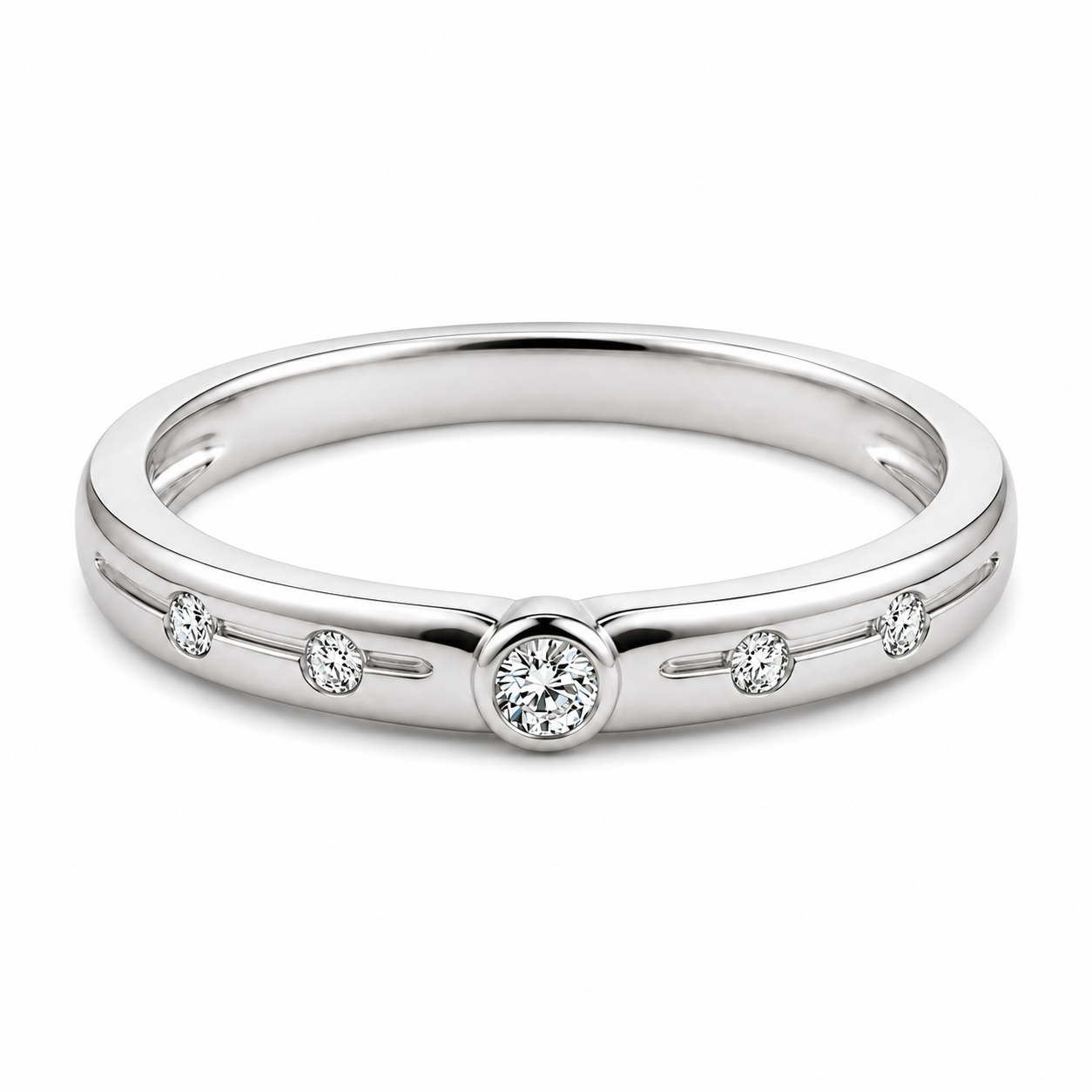 Pt950 Platinum Diamond Band with 0.05Ct GH/SI Diamonds – 3.61g Lightweight High Polish | Savya Jewels