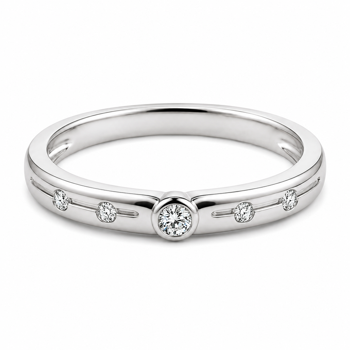 Pt950 Platinum Diamond Band with 0.05Ct GH/SI Diamonds – 3.61g Lightweight High Polish | Savya Jewels