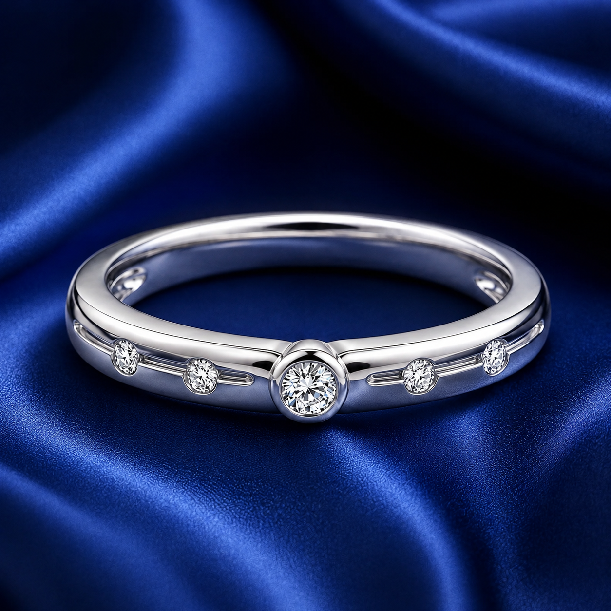 Pt950 Platinum Diamond Band with 0.05Ct GH/SI Diamonds – 3.61g Lightweight High Polish | Savya Jewels