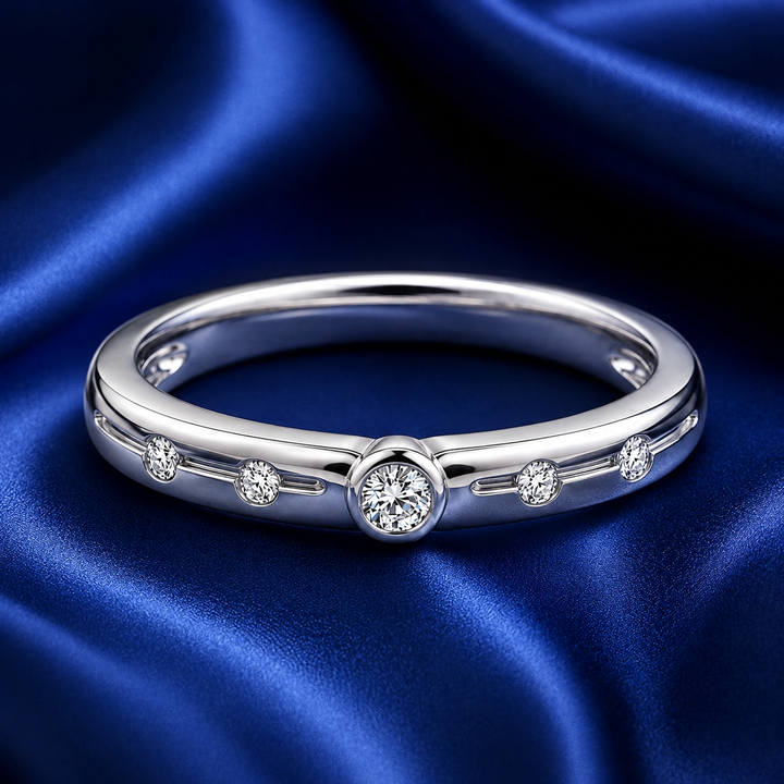 Pt950 Platinum Diamond Band with 0.05Ct GH/SI Diamonds – 3.61g Lightweight High Polish | Savya Jewels