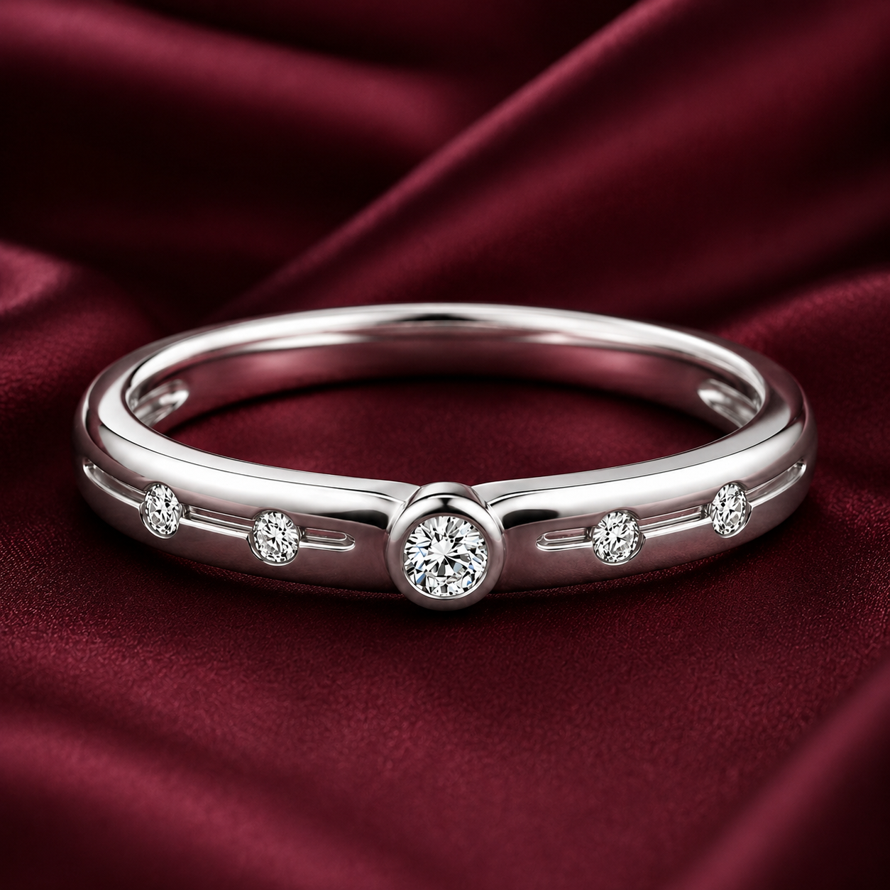 Pt950 Platinum Diamond Band with 0.05Ct GH/SI Diamonds – 3.61g Lightweight High Polish | Savya Jewels