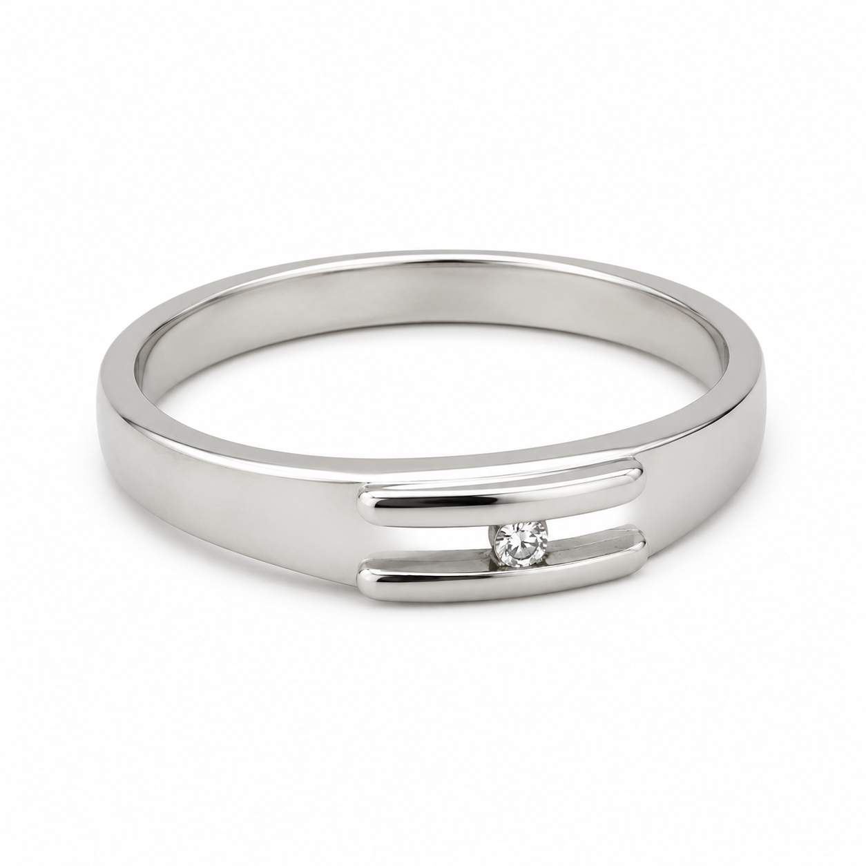 Pt950 Platinum Diamond Band with 0.05Ct HI/SI Diamonds – 6.33g High Polish Finish | Savya Jewels