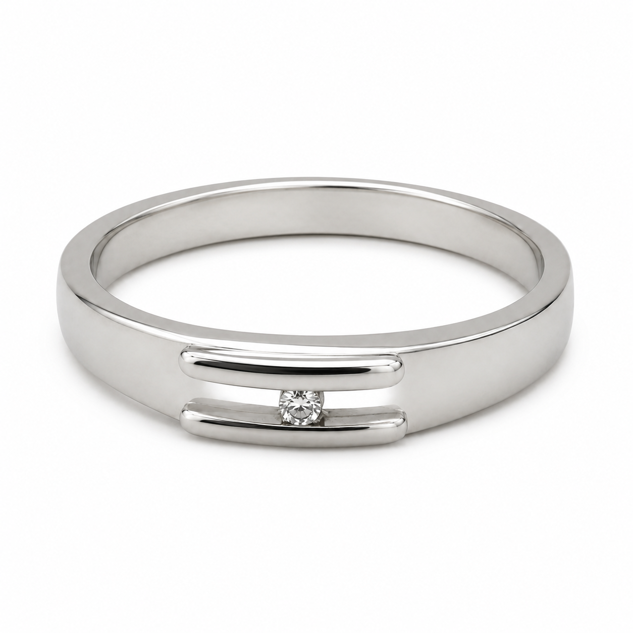 Pt950 Platinum Diamond Band with 0.05Ct HI/SI Diamonds – 6.33g High Polish Finish | Savya Jewels