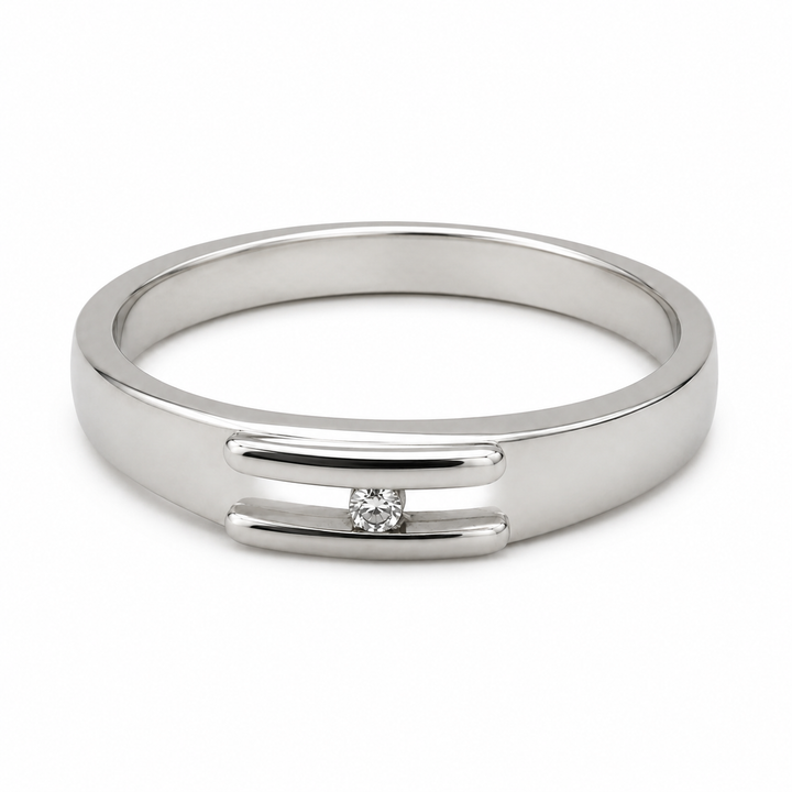 Pt950 Platinum Diamond Band with 0.05Ct HI/SI Diamonds – 6.33g High Polish Finish | Savya Jewels