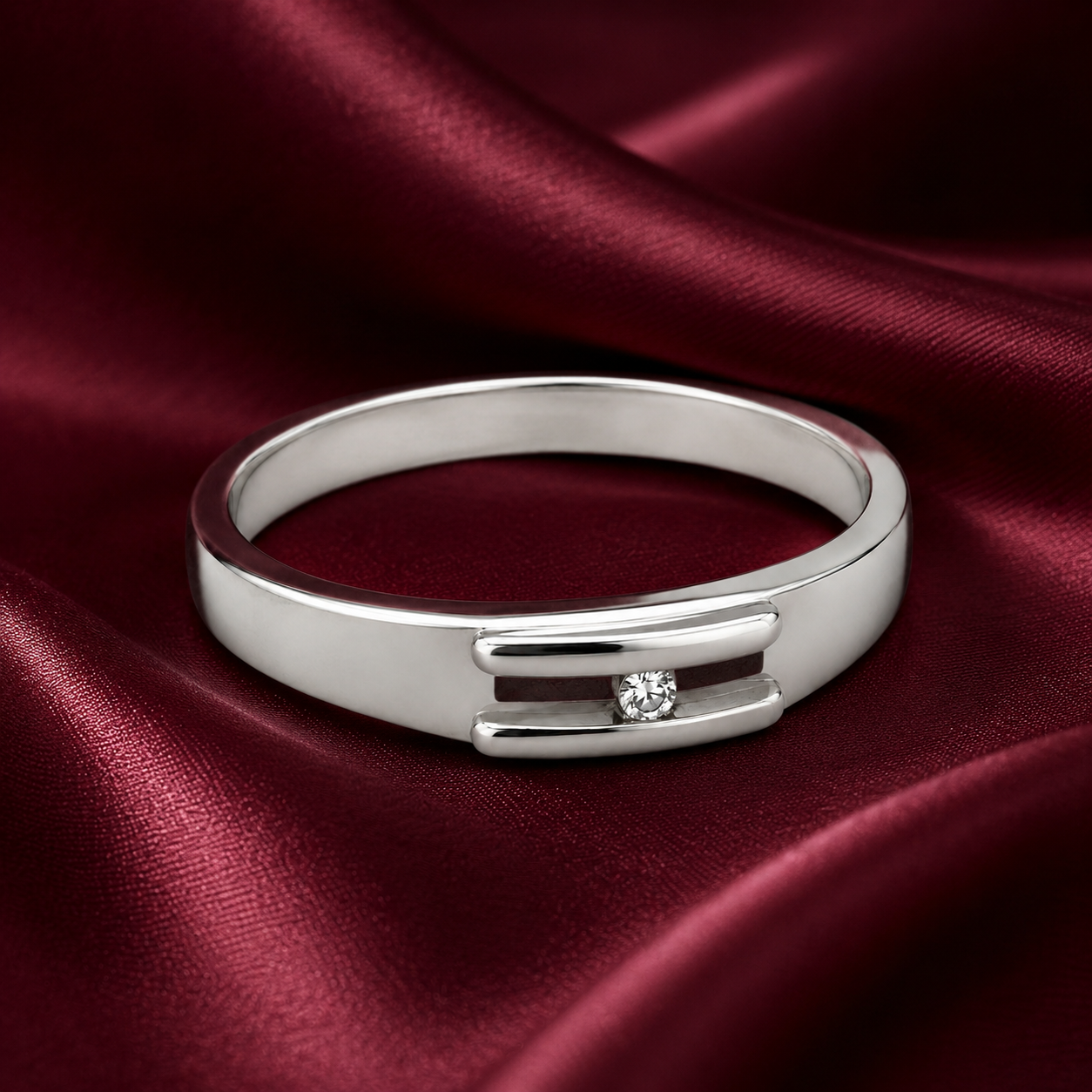 Pt950 Platinum Diamond Band with 0.05Ct HI/SI Diamonds – 6.33g High Polish Finish | Savya Jewels