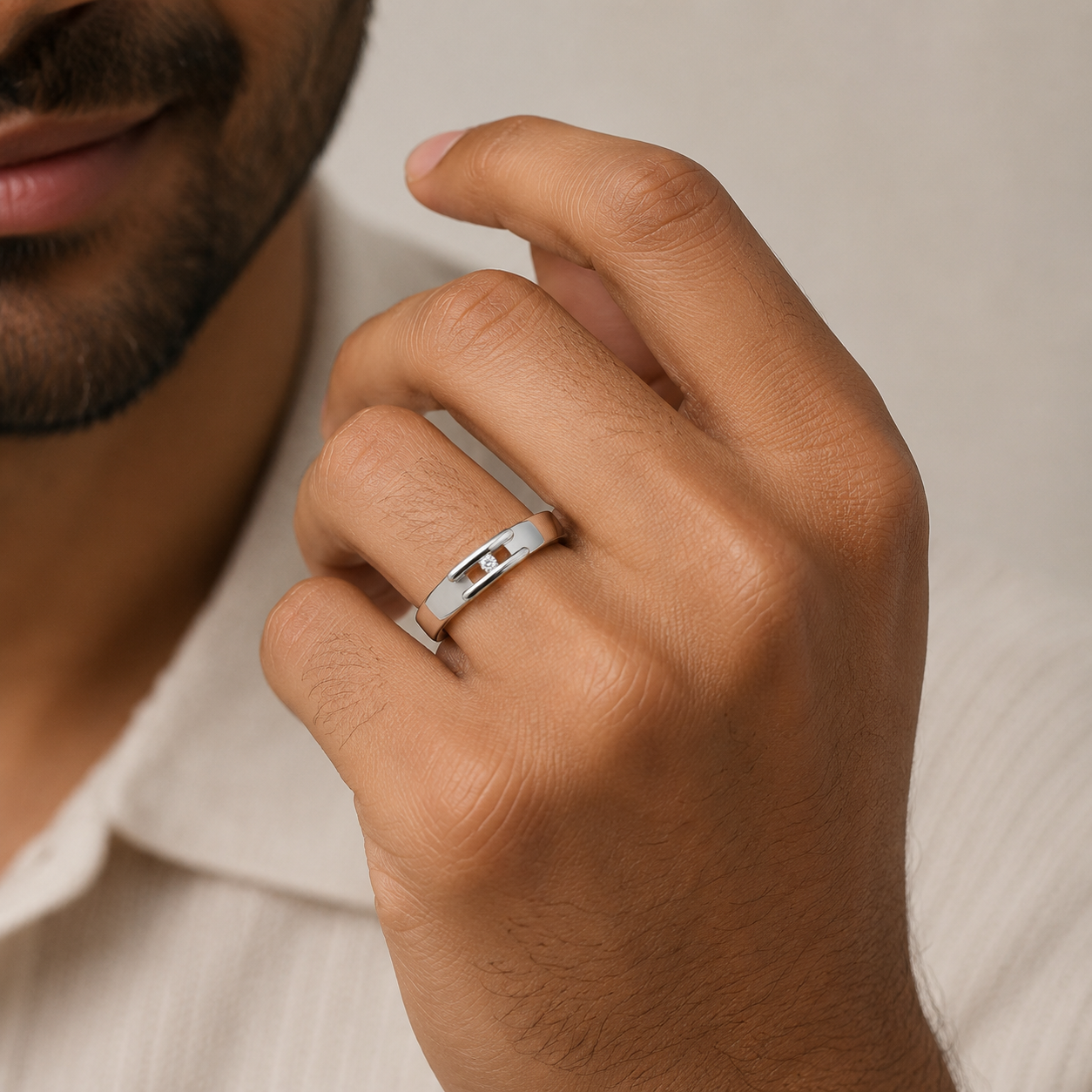 Pt950 Platinum Diamond Band with 0.05Ct HI/SI Diamonds – 6.33g High Polish Finish | Savya Jewels