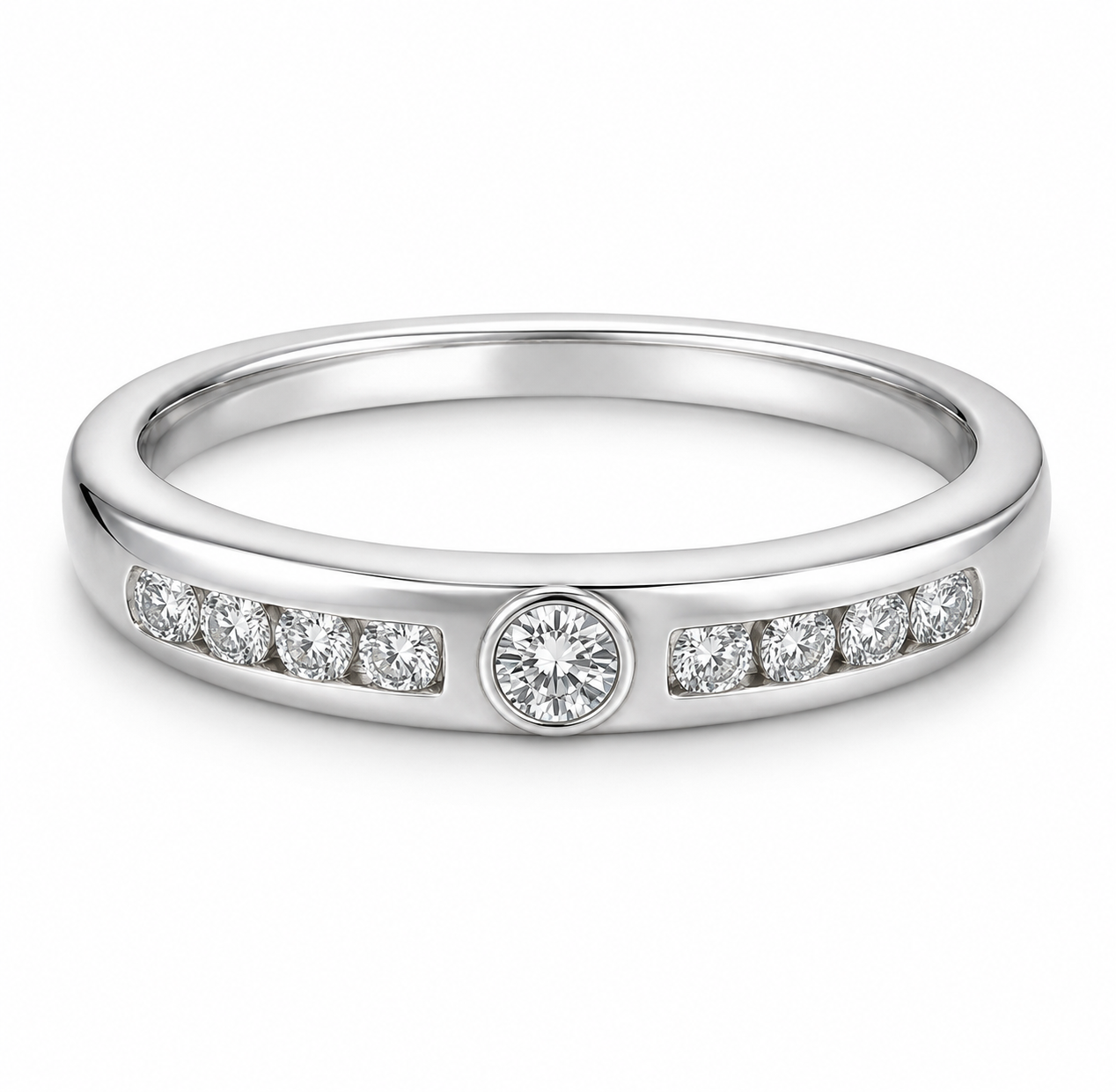 Pt950 Platinum Diamond Band with 0.10Ct HI/SI Diamonds – 3.28g Lightweight High Polish | Savya Jewels