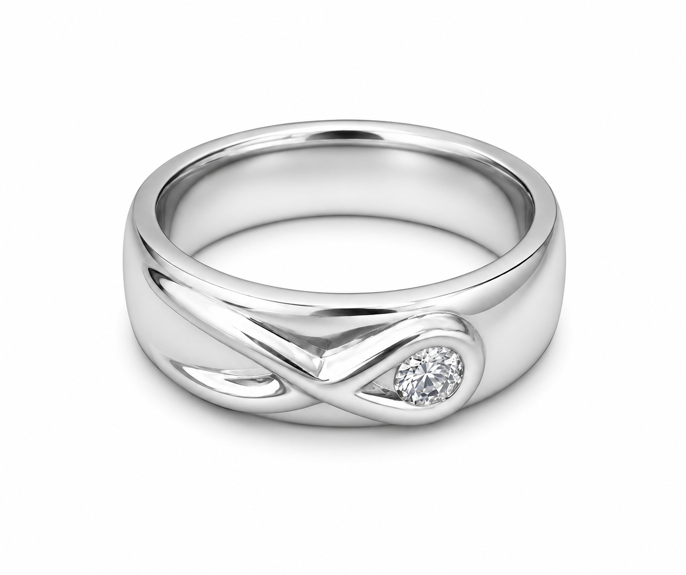 Pt950 Platinum Diamond Band with 0.04Ct IJ/SI Diamonds – 7.64g High Polish Finish | Savya Jewels
