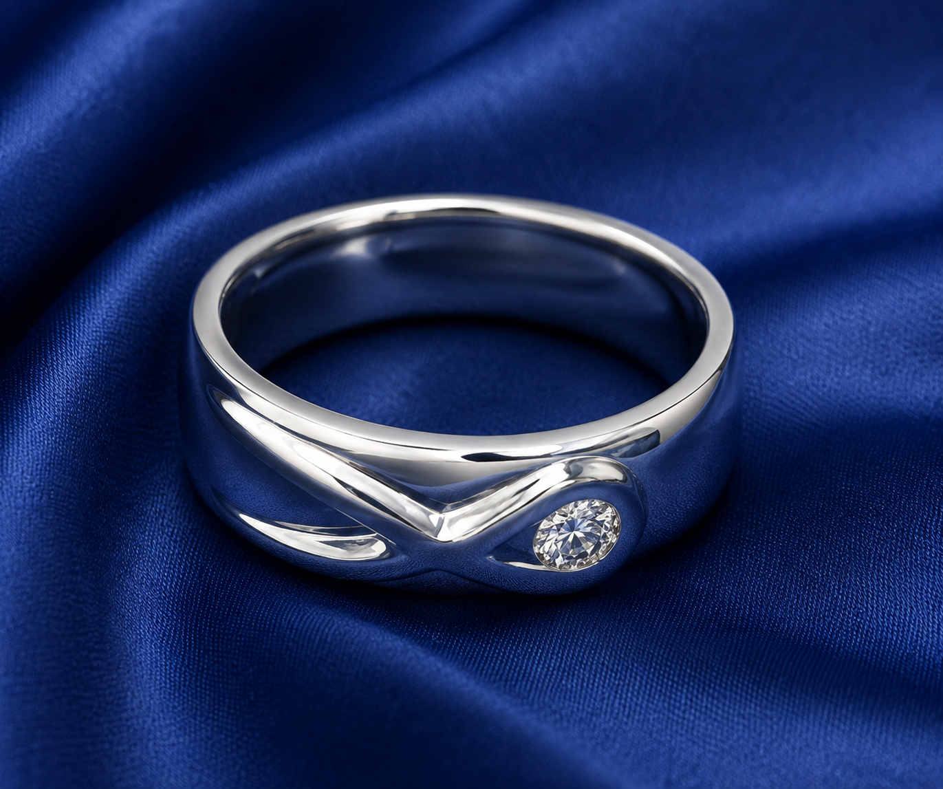 Pt950 Platinum Diamond Band with 0.04Ct IJ/SI Diamonds – 7.64g High Polish Finish | Savya Jewels