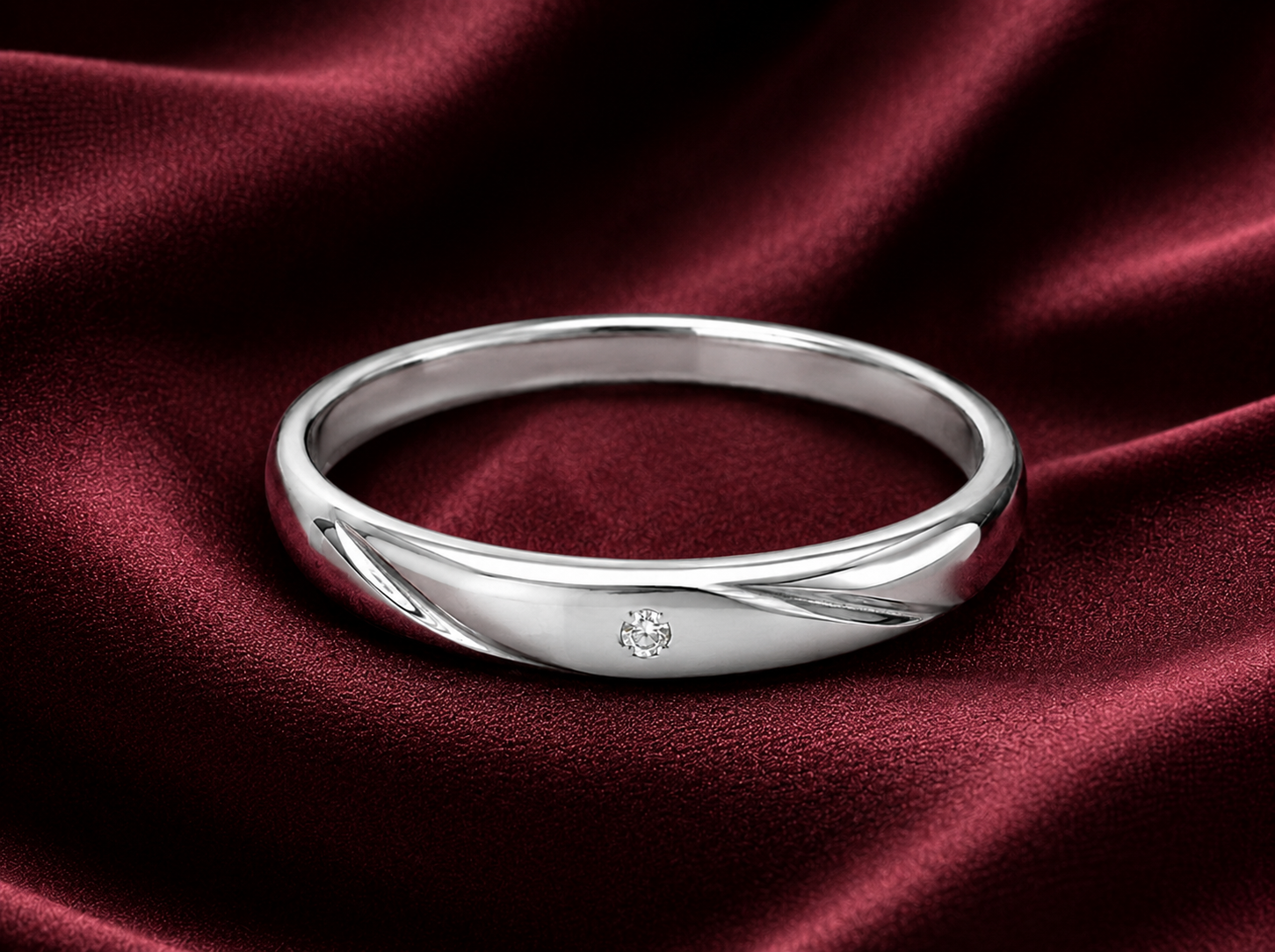 Pt950 Platinum Diamond Band with 0.04Ct IJ/SI Diamonds – Lightweight High Polish | Savya Jewels