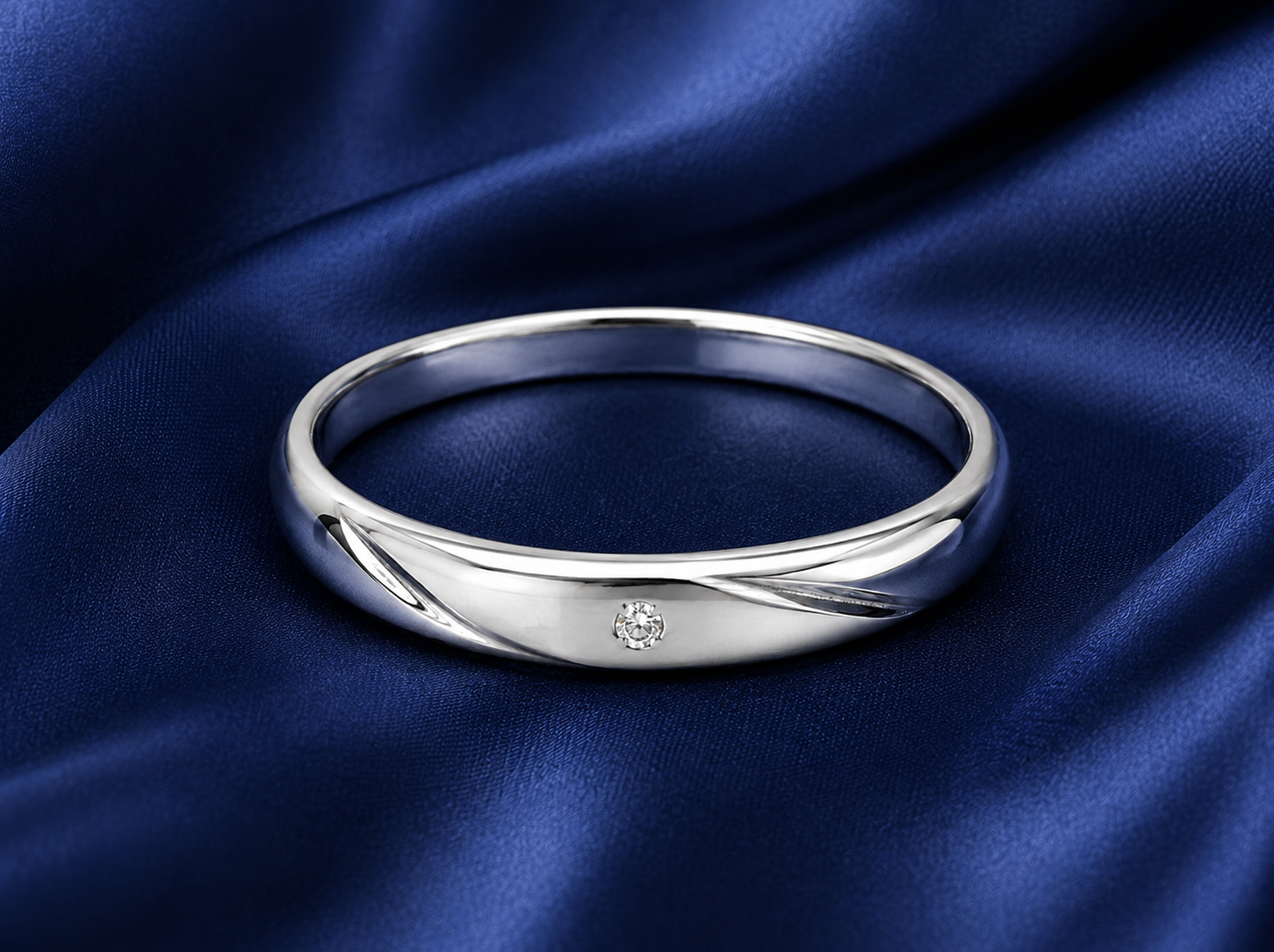 Pt950 Platinum Diamond Band with 0.04Ct IJ/SI Diamonds – Lightweight High Polish | Savya Jewels