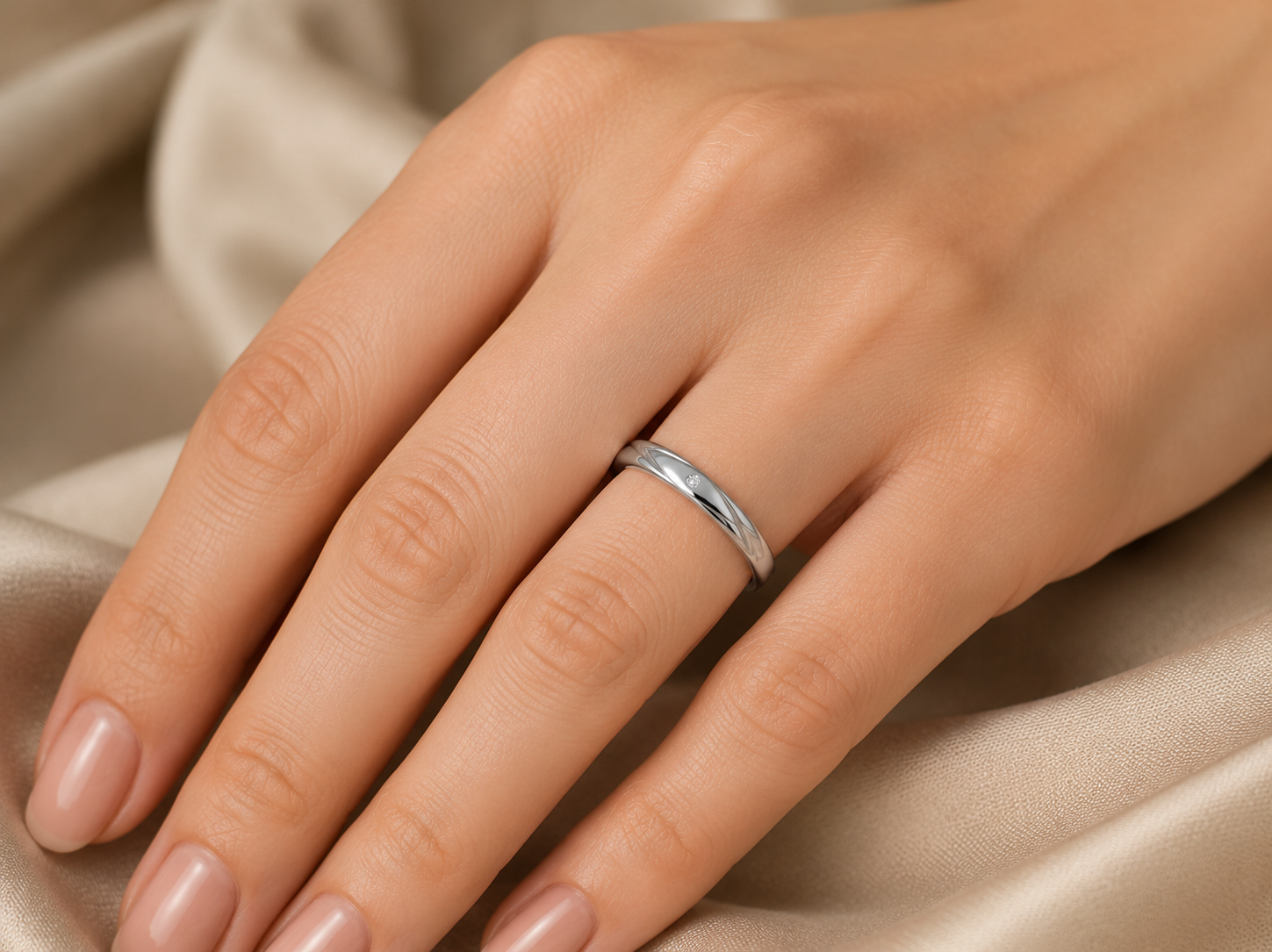 Pt950 Platinum Diamond Band with 0.04Ct IJ/SI Diamonds – Lightweight High Polish | Savya Jewels