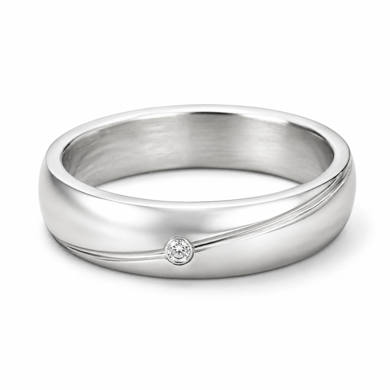 Pt950 Platinum Diamond Band with 0.05Ct IJ/SI Diamonds – 10.42g High Polish Finish | Savya Jewels