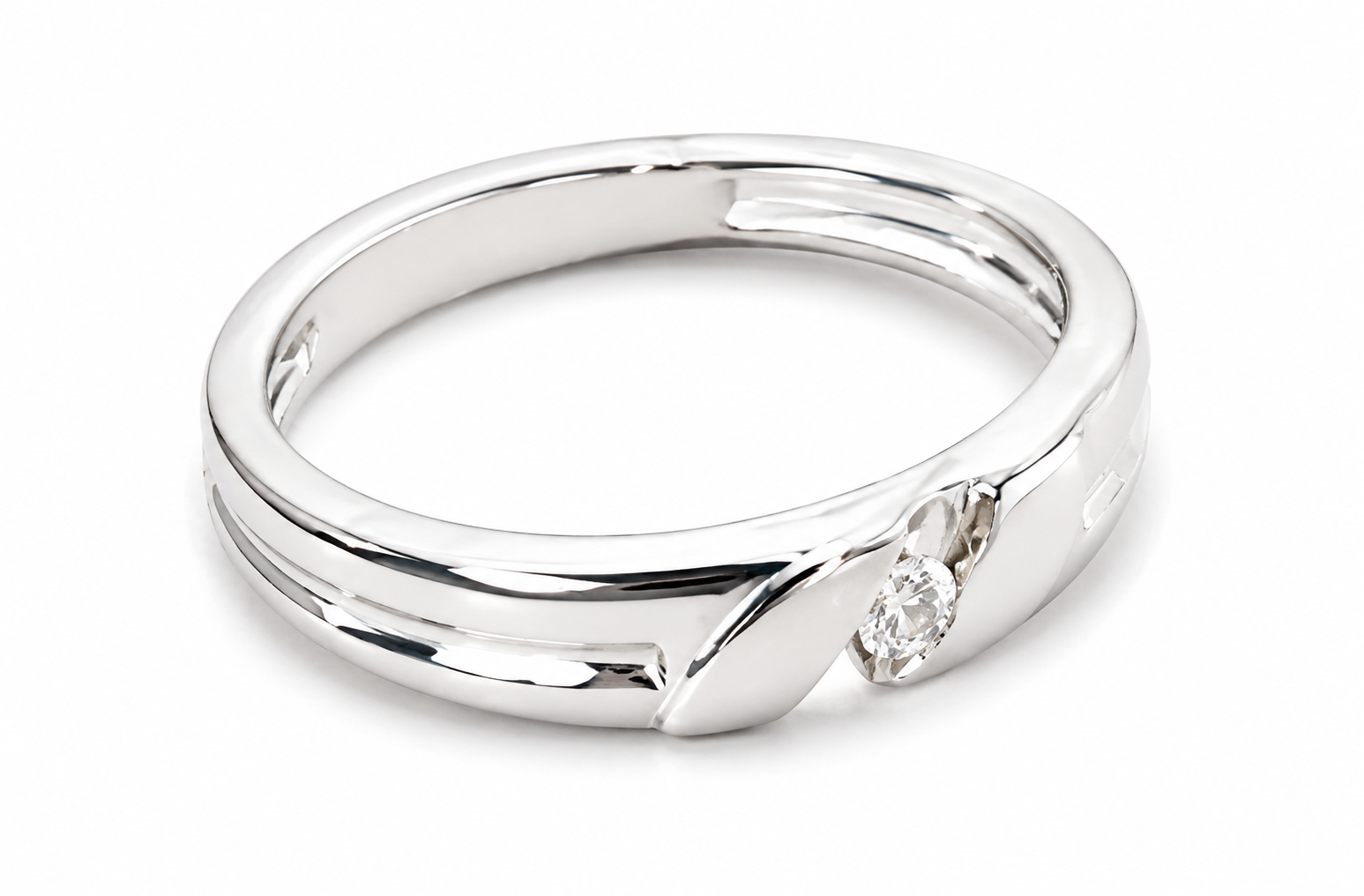 Pt950 Platinum Diamond Band with 0.03Ct IJ/SI Diamonds – 3.29g Lightweight High Polish | Savya Jewels