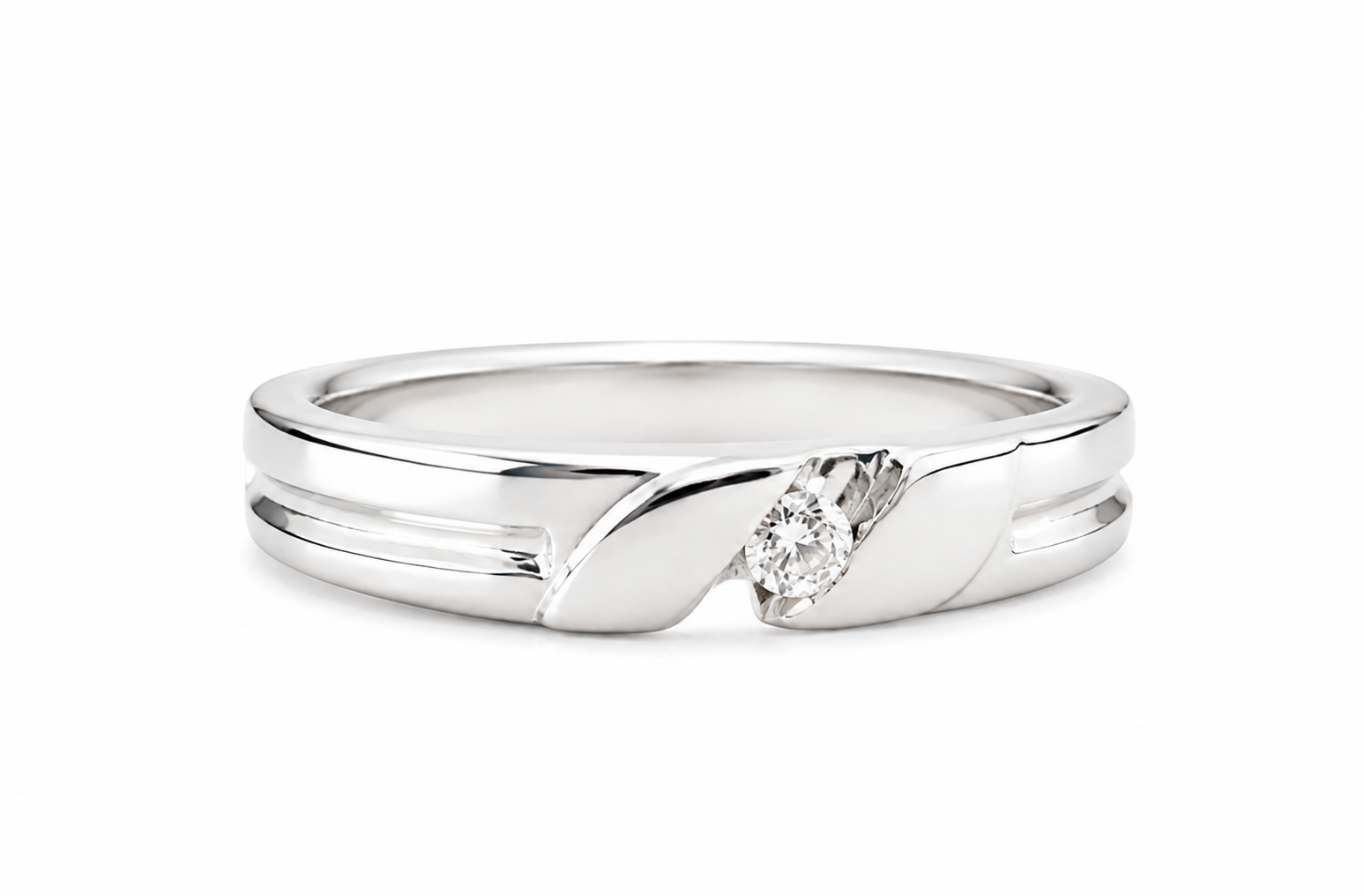 Pt950 Platinum Diamond Band with 0.03Ct IJ/SI Diamonds – 3.29g Lightweight High Polish | Savya Jewels