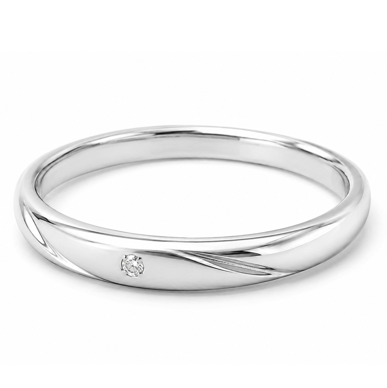 Pt950 Platinum Diamond Band with 0.04Ct IJ/SI Diamonds – Lightweight High Polish | Savya Jewels