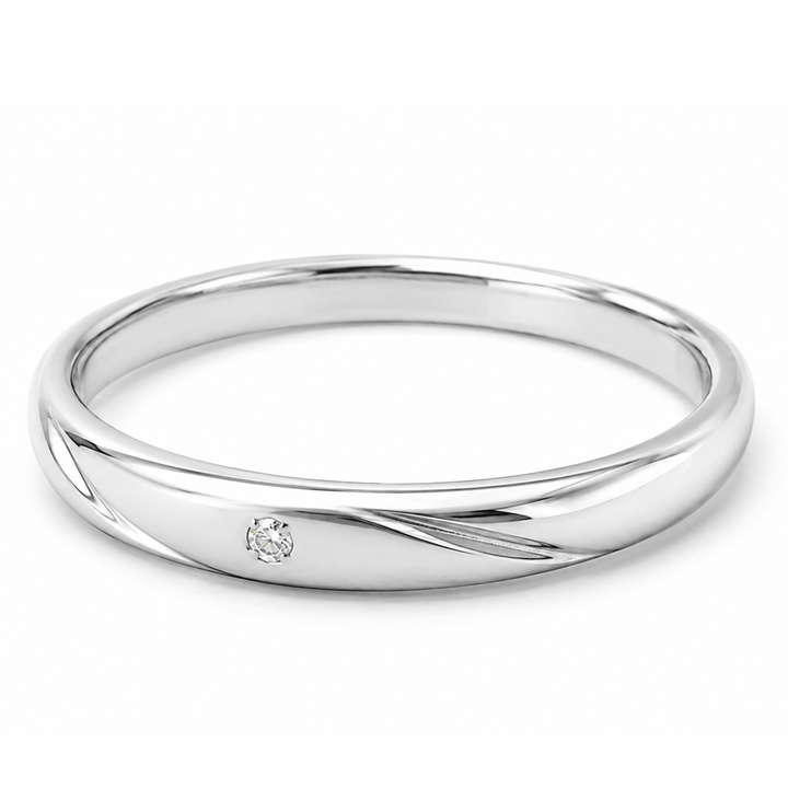 Pt950 Platinum Diamond Band with 0.04Ct IJ/SI Diamonds – Lightweight High Polish | Savya Jewels