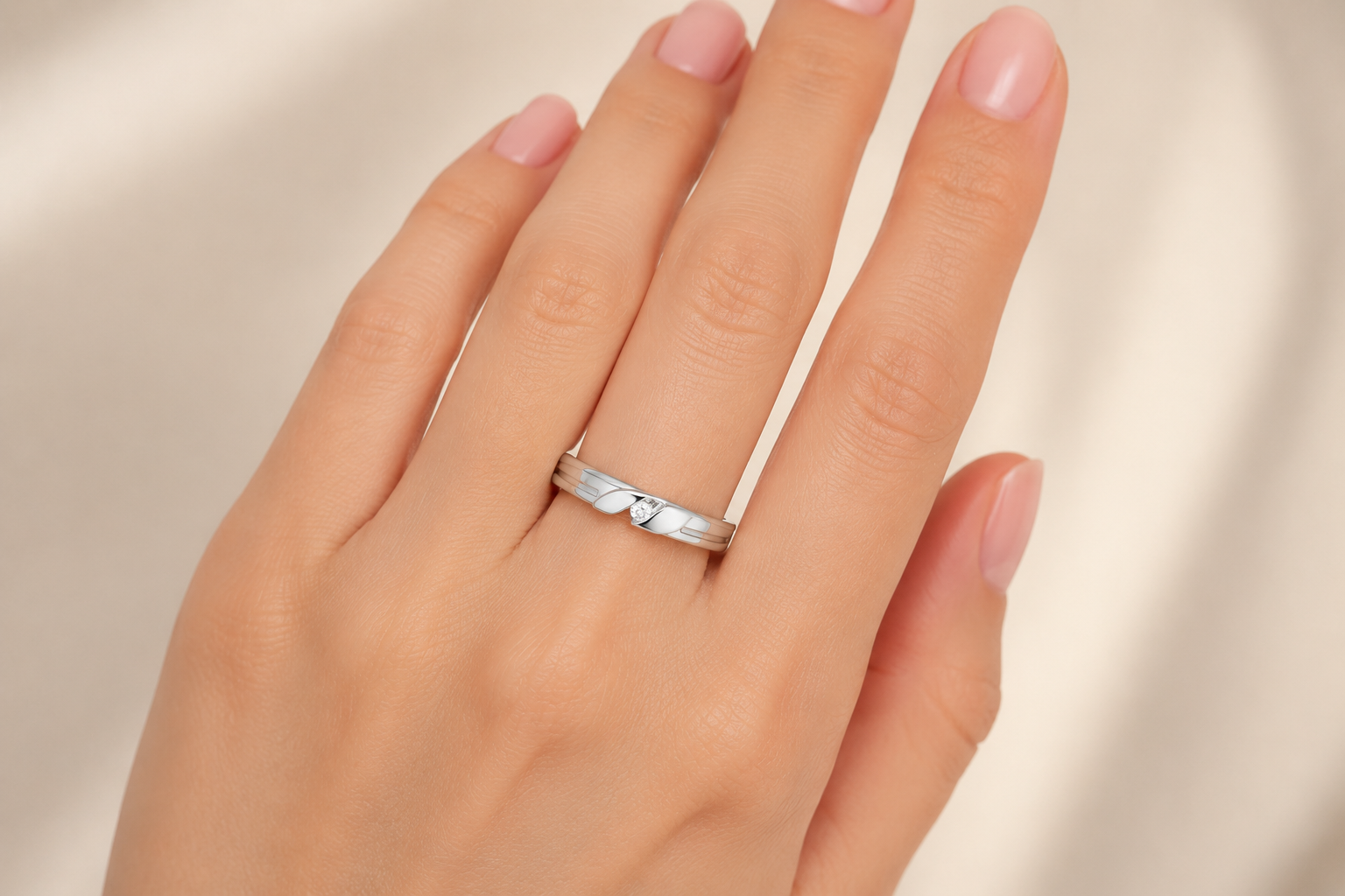 Pt950 Platinum Diamond Band with 0.03Ct IJ/SI Diamonds – 3.29g Lightweight High Polish | Savya Jewels