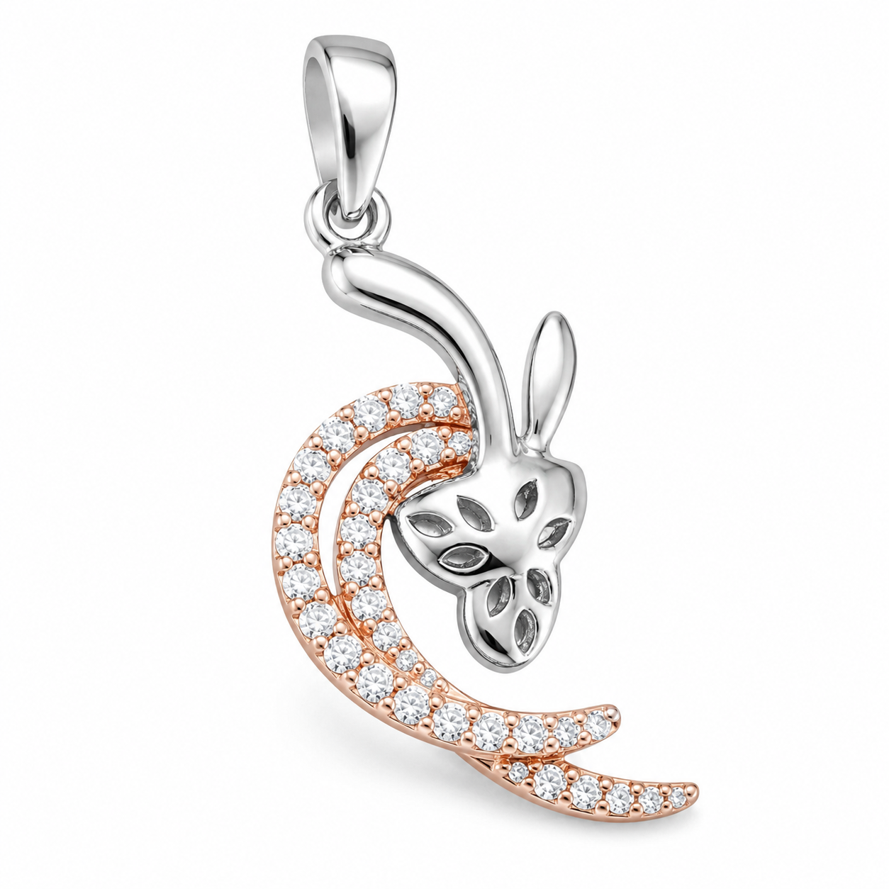 Platinum & Gold Diamond Pendant for Women – Pt950 with 18Kt Gold Accent, Sparkling Diamond Setting, 1.46g | Savya Jewels