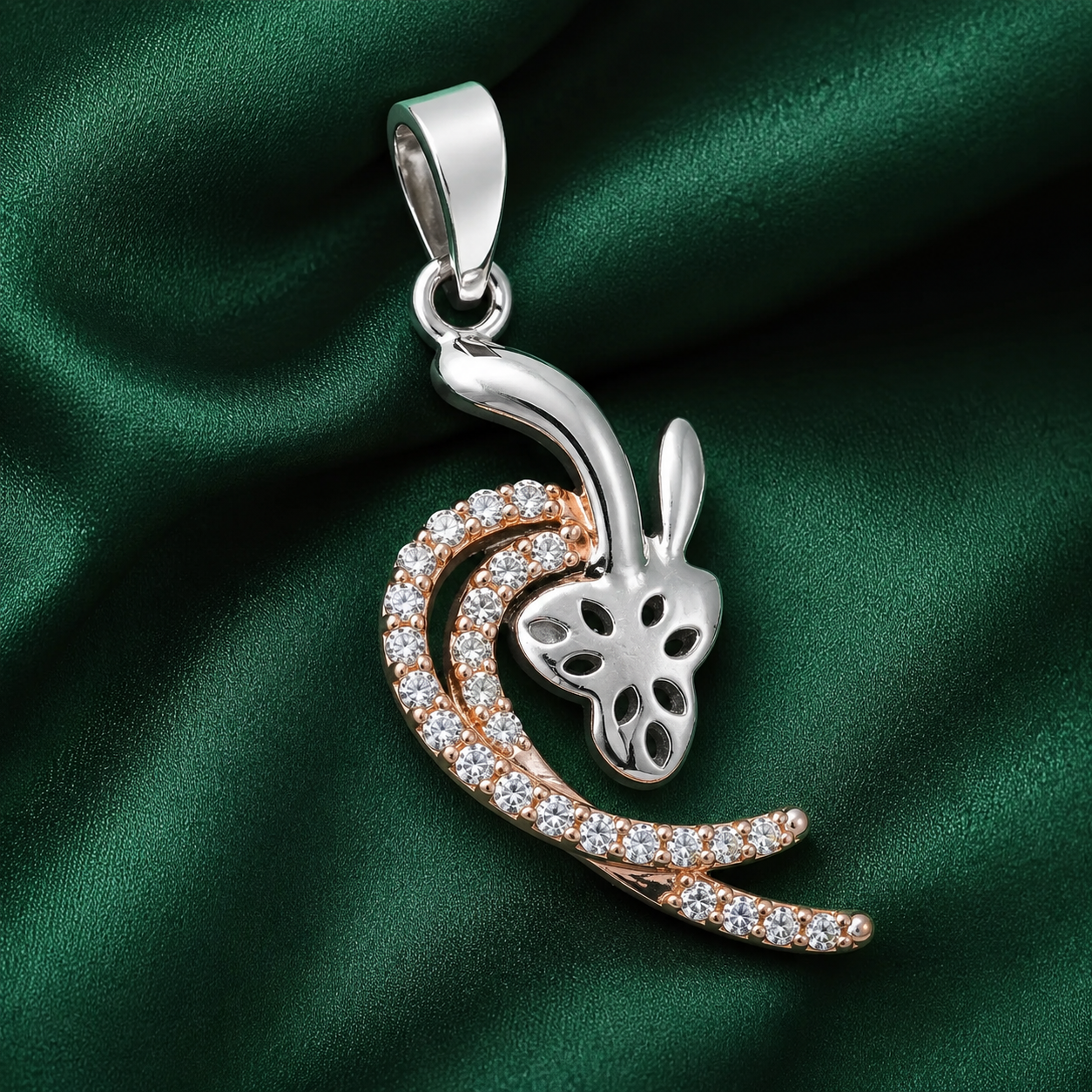 Platinum & Gold Diamond Pendant for Women – Pt950 with 18Kt Gold Accent, Sparkling Diamond Setting, 1.46g | Savya Jewels
