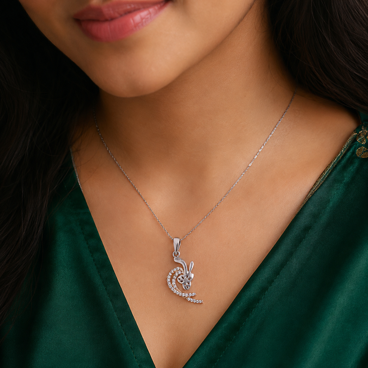 Platinum & Gold Diamond Pendant for Women – Pt950 with 18Kt Gold Accent, Sparkling Diamond Setting, 1.46g | Savya Jewels