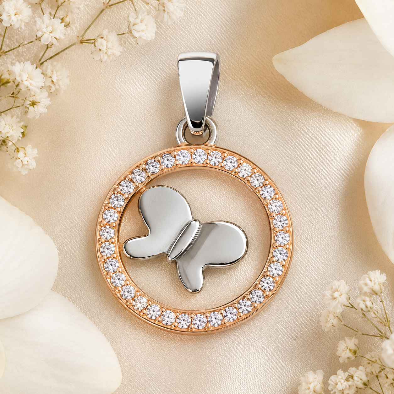 Platinum & Gold Pendant for Women – Pt950 with 18Kt Gold, Sparkling, 1.64g | Savya Jewels