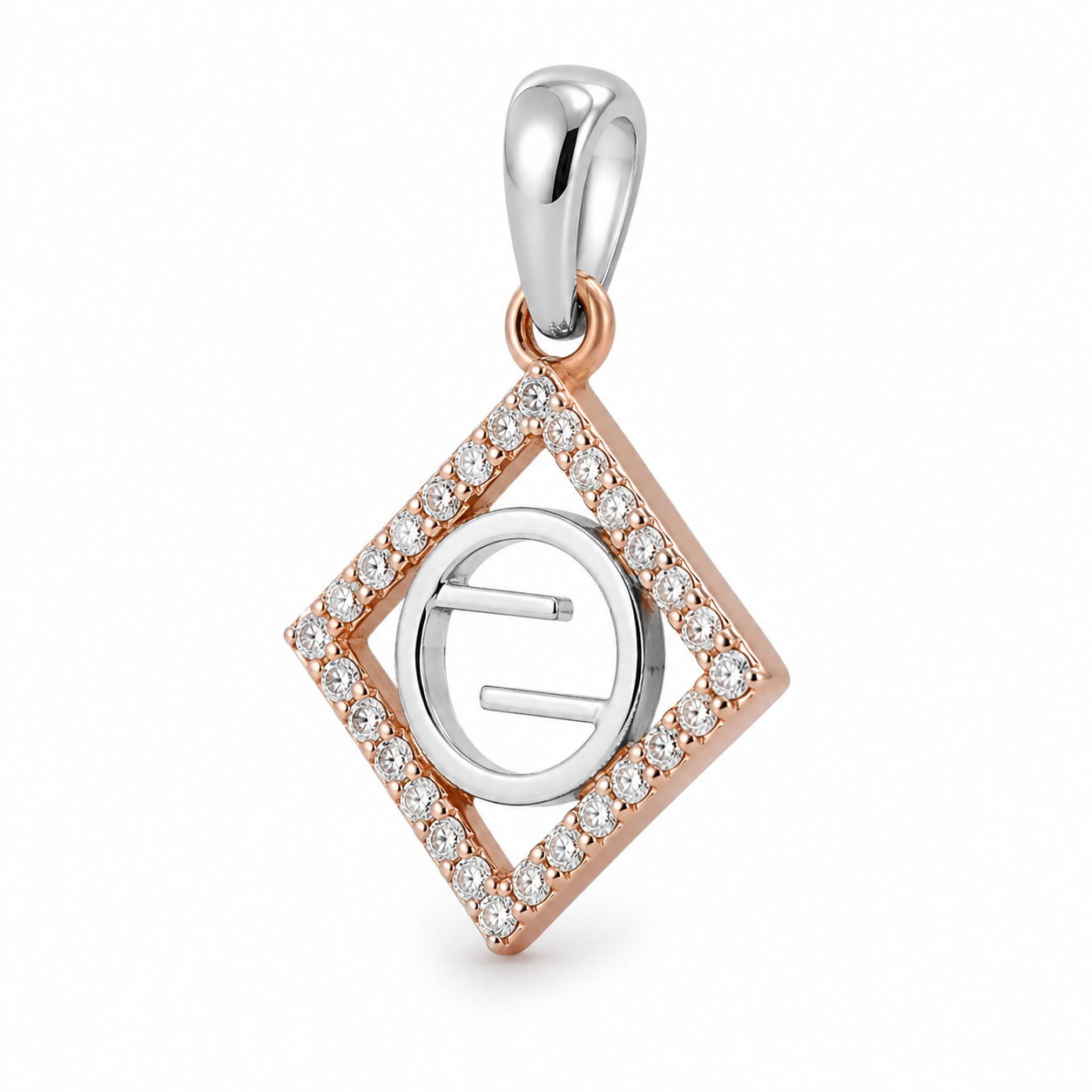 Platinum & Gold Diamond Pendant for Women – Pt950 with 18Kt Gold, Statement Diamond Setting, 2.73g | Savya Jewels