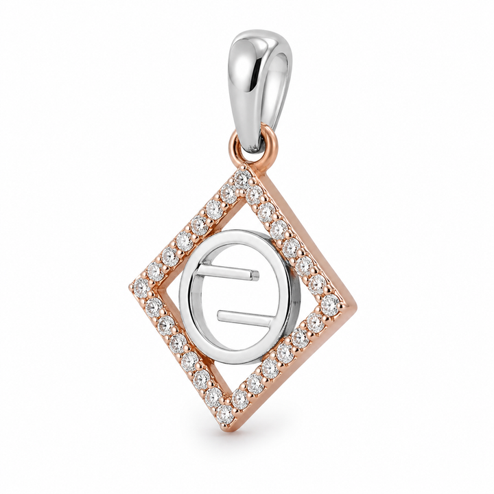 Platinum & Gold Diamond Pendant for Women – Pt950 with 18Kt Gold, Statement Diamond Setting, 2.73g | Savya Jewels