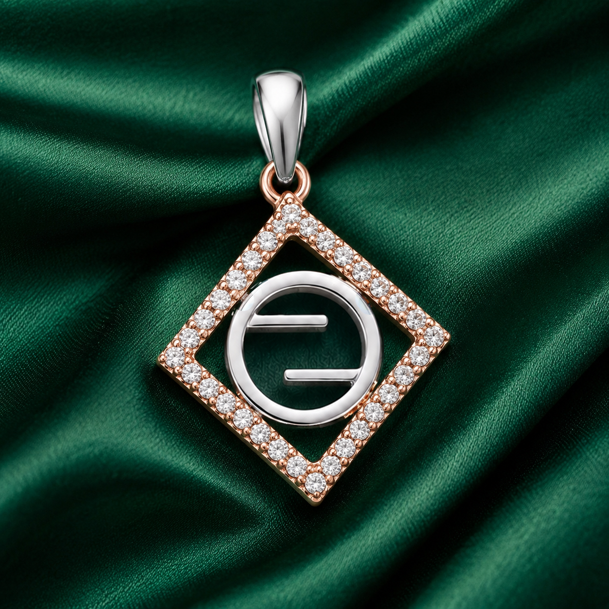Platinum & Gold Diamond Pendant for Women – Pt950 with 18Kt Gold, Statement Diamond Setting, 2.73g | Savya Jewels