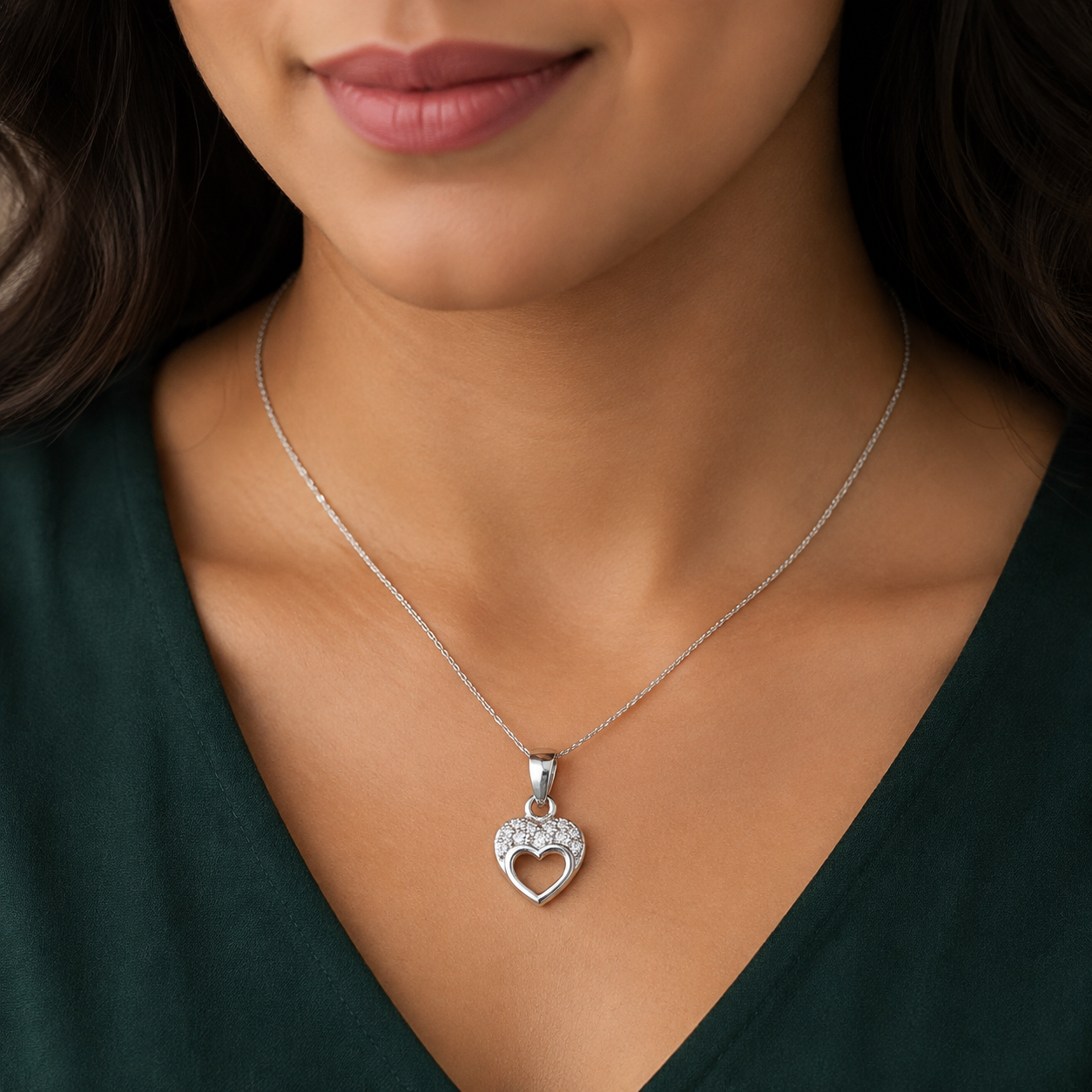 Platinum Diamond Pendant for Women – Pt950 Contemporary Sparkling Diamond Pendant, 1.44g | Savya Jewels