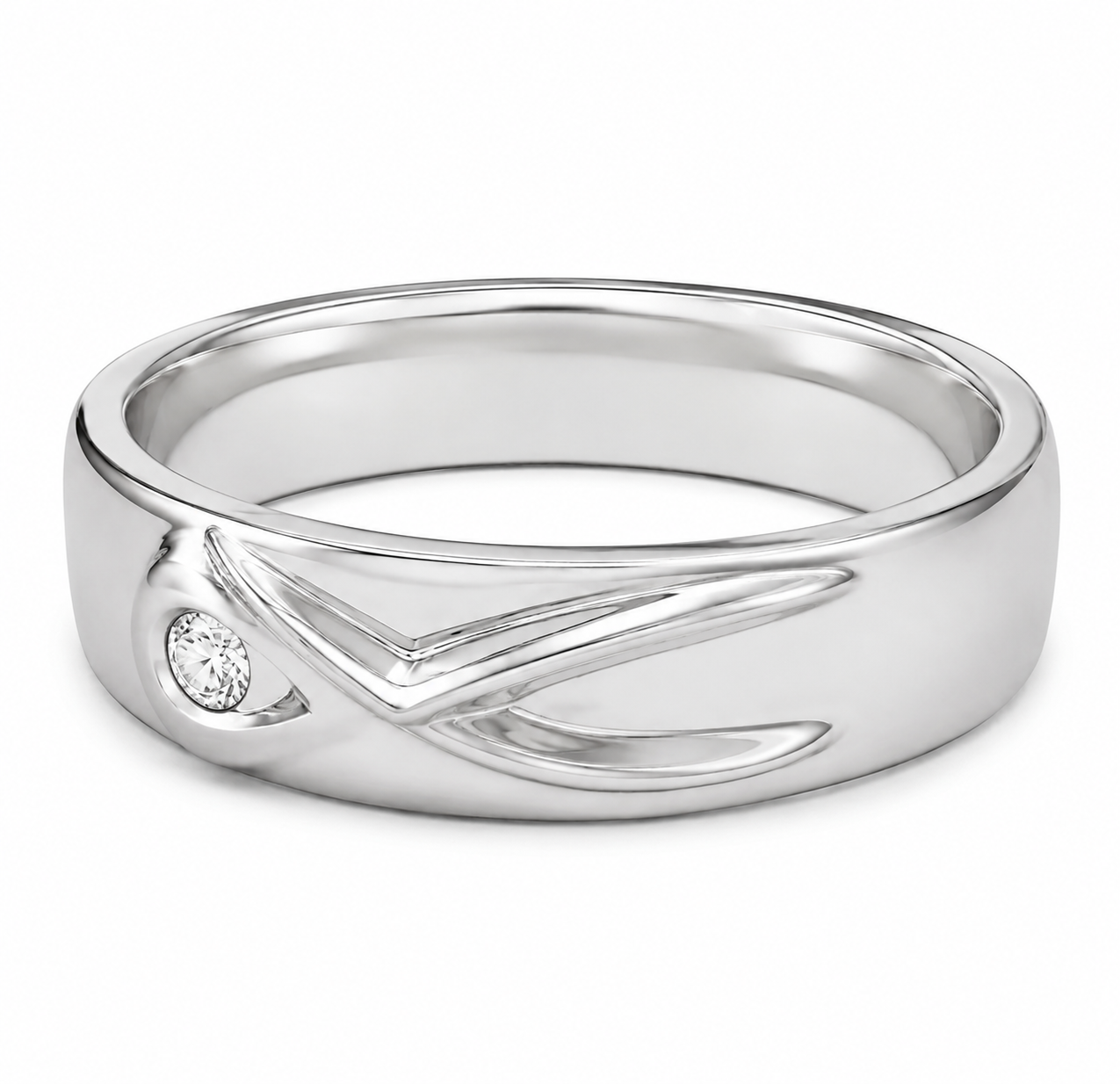 Pt950 Platinum Diamond Band with 0.04Ct IJ/SI Diamonds – 7.64g High Polish Finish | Savya Jewels