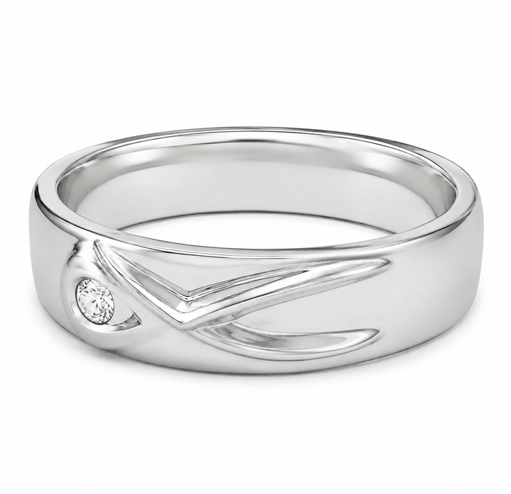 Pt950 Platinum Diamond Band with 0.04Ct IJ/SI Diamonds – 7.64g High Polish Finish | Savya Jewels