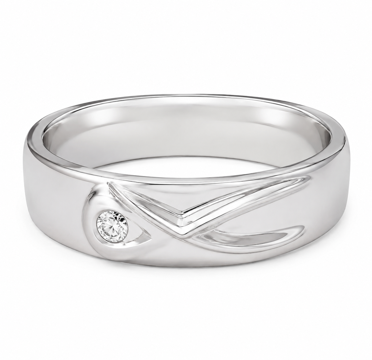 Pt950 Platinum Diamond Band with 0.04Ct IJ/SI Diamonds – 7.64g High Polish Finish | Savya Jewels