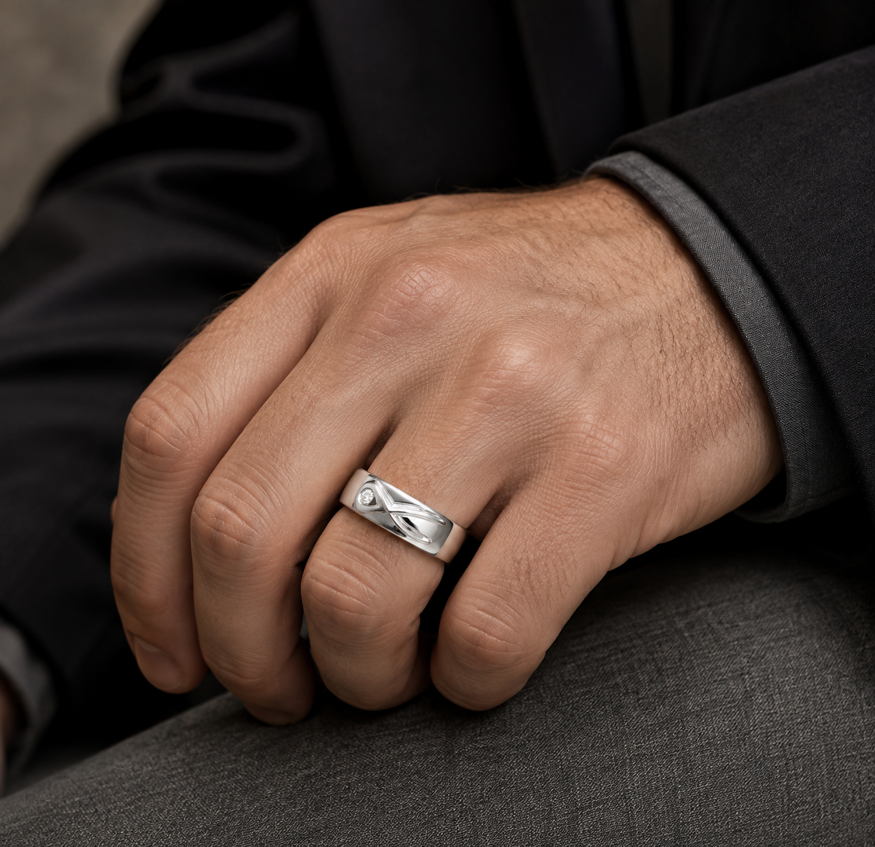 Pt950 Platinum Diamond Band with 0.04Ct IJ/SI Diamonds – 7.64g High Polish Finish | Savya Jewels